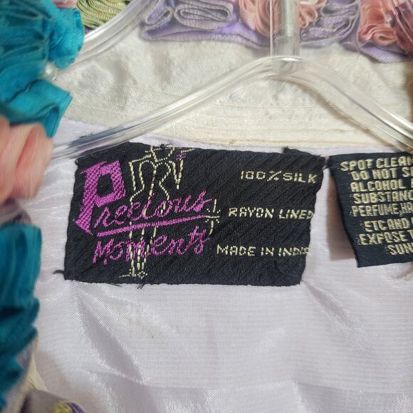 Precious Moments vintage 100% silk ribbon and beaded blazer woman's size M / L - Picture 2 of 16